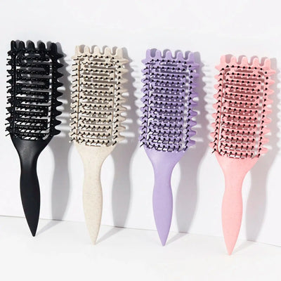 curly hair styling brush with nylon bristles for detangling

