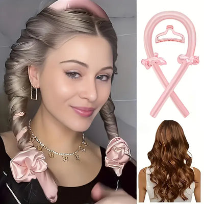 heatless curling set satin hair rollers for overnight curls

