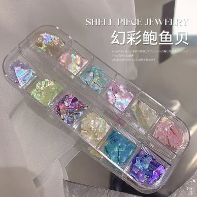 nail art aurora shell flakes abalone nail decoration set

